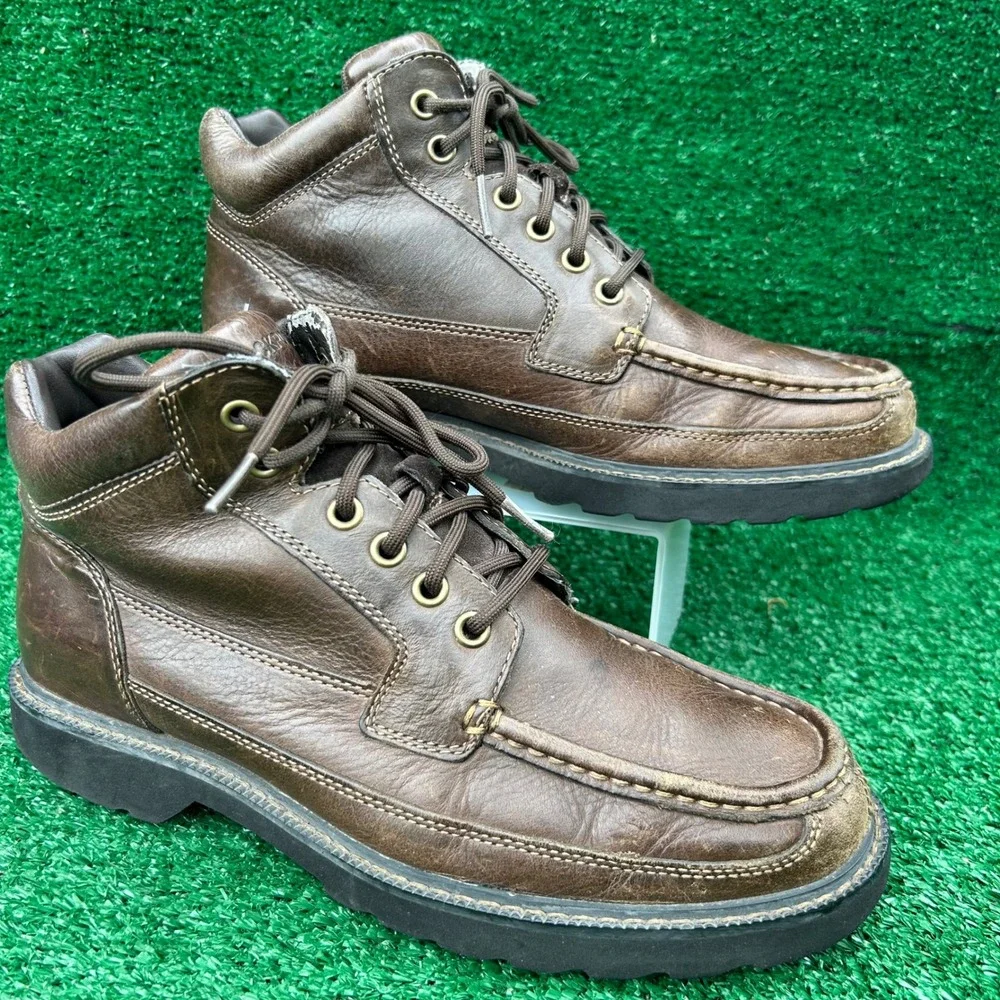 Rockport Mens K57280 Brown Leather Moc Toe Lace‎ Up Ankle Boots Size 8M